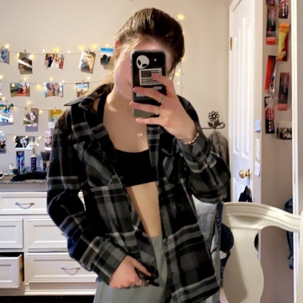 grey and black flannel